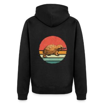 Platypus Animal - Unisex Premium Organic Zip Hoodie - black - Back - Nico (187cm)