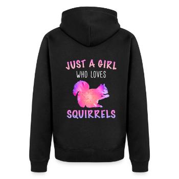 Squirrel Animal - Unisex Premium Organic Zip Hoodie - black - Back - Nico (187cm)