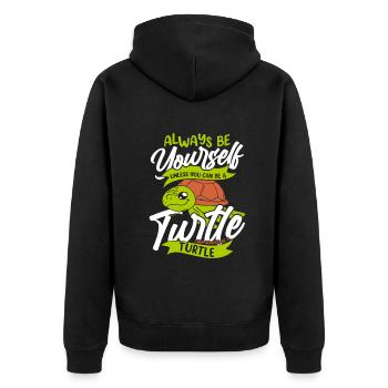 Schildkröte Meeresschildkröte Schildkröten Tier - Unisex Premium Bio Zip Hoodie - Schwarz - Hinten - Nico (187cm)