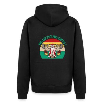 No Lifts No Gifts Christmas Gym Ugly Santa - Unisex Premium Bio Zip Hoodie - Schwarz - Hinten - Nico (187cm)