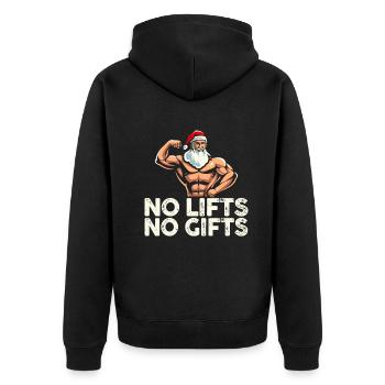 No Lifts No Gifts Christmas Gym Ugly Santa - Unisex Premium Bio Zip Hoodie - Schwarz - Hinten - Nico (187cm)