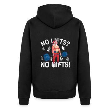 No Lifts No Gifts Christmas Gym Ugly Santa - Unisex Premium Bio Zip Hoodie - Schwarz - Hinten - Nico (187cm)