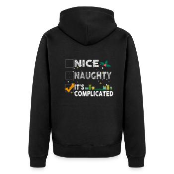 Nice Naughty C’est compliqué Liste de Noël Père Noël - Veste à capuche bio Premium Unisexe - noir - Dos - Nico (187cm)