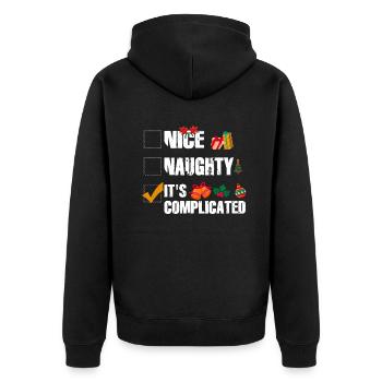 Nice Naughty C’est compliqué Liste de Noël Père Noël - Veste à capuche bio Premium Unisexe - noir - Dos - Nico (187cm)