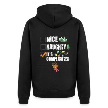 Nice Naughty C’est compliqué Liste de Noël Père Noël - Veste à capuche bio Premium Unisexe - noir - Dos - Nico (187cm)