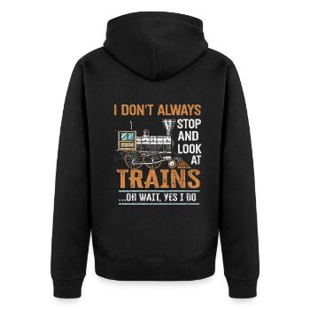 Je ne m’arrête pas toujours de regarder les trains Oh attendez - Veste à capuche bio Premium Unisexe - noir - Dos - Nico (187cm)