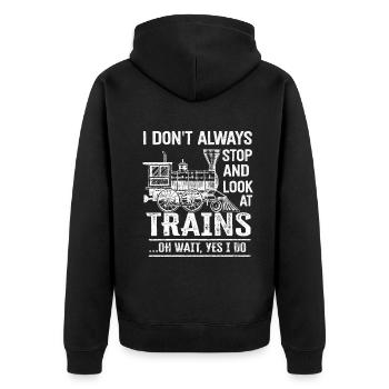 Je ne m’arrête pas toujours de regarder les trains Oh attendez - Veste à capuche bio Premium Unisexe - noir - Dos - Nico (187cm)