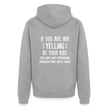 Daddy Mommy Yelling Of The Birthday Kids Matching - Unisex Premium Bio Zip Hoodie - Grau meliert - Hinten - Nico (187cm)