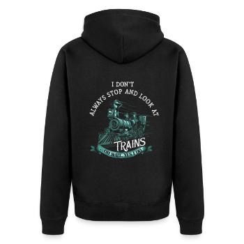 Je ne m’arrête pas toujours de regarder les trains Oh attendez - Veste à capuche bio Premium Unisexe - noir - Dos - Nico (187cm)