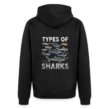Types of Sharks. Marine Biology Sea Creatures - Unisex Premium Organic Zip Hoodie - black - Back - Nico (187cm)