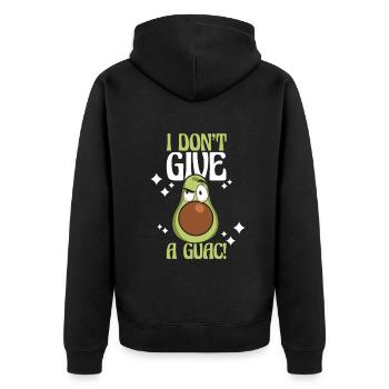 Avocado Essen Guacamole Vegan - Unisex Premium Bio Zip Hoodie - Schwarz - Hinten - Nico (187cm)