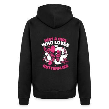 Schmetterling Monarchfalter Bunt Schmetterlinge - Unisex Premium Bio Zip Hoodie - Schwarz - Hinten - Nico (187cm)