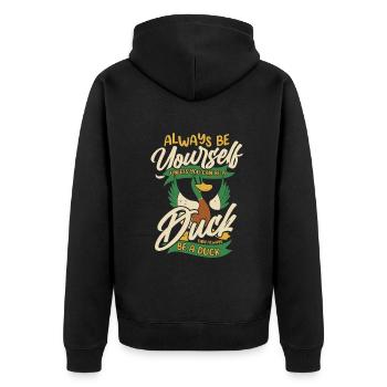 Duck Duck Bird Animal Quack - Unisex Premium Organic Zip Hoodie - black - Back - Nico (187cm)