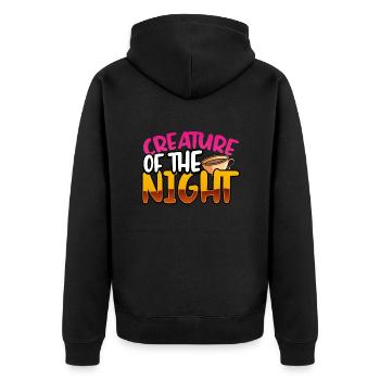 Insomniac Gift Creature of the Night Coffee - Unisex Premium Organic Zip Hoodie - black - Back - Nico (187cm)