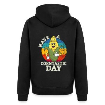 Have A Corntastic Day - Unisex Premium Organic Zip Hoodie - black - Back - Nico (187cm)