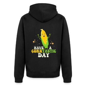 Have A Corntastic Day - Unisex Premium Organic Zip Hoodie - black - Back - Nico (187cm)