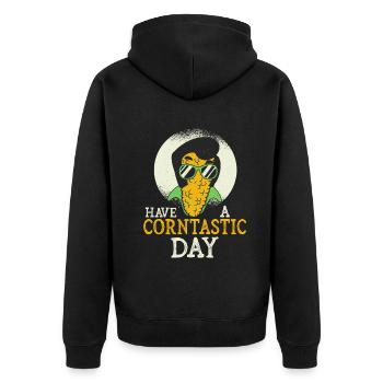 Have A Corntastic Day - Unisex Premium Organic Zip Hoodie - black - Back - Nico (187cm)