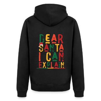 Dear Santa I Can Explain - Unisex Premium Bio Zip Hoodie - Schwarz - Hinten - Nico (187cm)