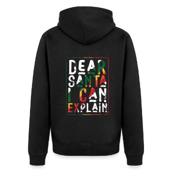 Dear Santa I Can Explain - Unisex Premium Bio Zip Hoodie - Schwarz - Hinten - Nico (187cm)