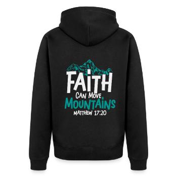 Christian Faith Can Move Mountains Jesus Christ - Unisex Premium Bio Zip Hoodie - Schwarz - Hinten - Nico (187cm)