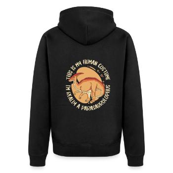Parasaurolophus Dinosaurier - Unisex Premium Bio Zip Hoodie - Schwarz - Hinten - Nico (187cm)