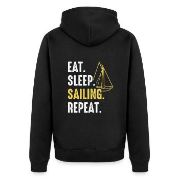 Segelboot Boot Captain Sail - Unisex Premium Bio Zip Hoodie - Schwarz - Hinten - Nico (187cm)