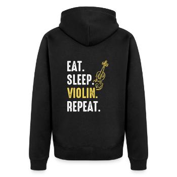Violine Geige Violinist Instrument - Unisex Premium Bio Zip Hoodie - Schwarz - Hinten - Nico (187cm)