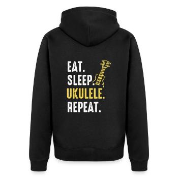Instrument ukulélé - Veste à capuche bio Premium Unisexe - noir - Dos - Nico (187cm)