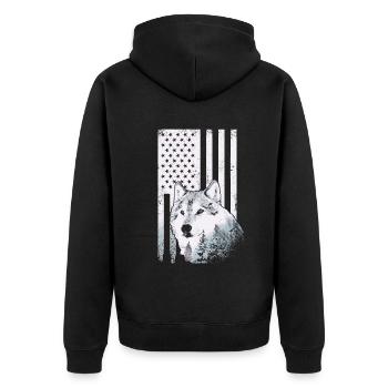 Wolf Wölfe Tier Jaulen - Unisex Premium Bio Zip Hoodie - Schwarz - Hinten - Nico (187cm)