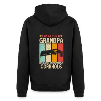 I May Be A Grandpa But I'll Still Kick Cornhole - Unisex Premium Organic Zip Hoodie - black - Back - Nico (187cm)