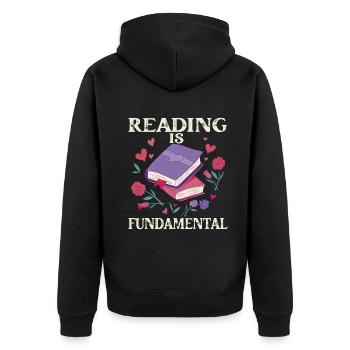 Reading Is Fundamental - Unisex Premium Organic Zip Hoodie - black - Back - Nico (187cm)
