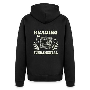 Reading Is Fundamental - Unisex Premium Organic Zip Hoodie - black - Back - Nico (187cm)