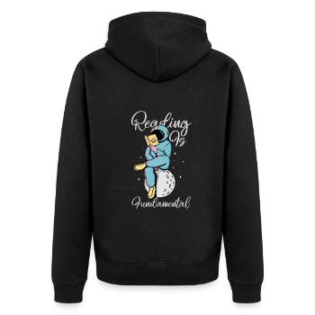 Reading Is Fundamental - Unisex Premium Organic Zip Hoodie - black - Back - Nico (187cm)
