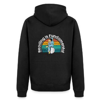 Reading Is Fundamental - Unisex Premium Organic Zip Hoodie - black - Back - Nico (187cm)