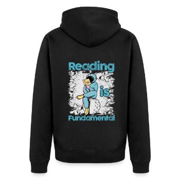 Reading Is Fundamental - Unisex Premium Organic Zip Hoodie - black - Back - Nico (187cm)