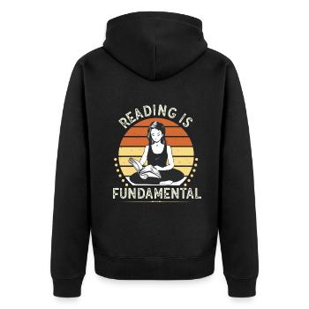 Reading Is Fundamental - Unisex Premium Organic Zip Hoodie - black - Back - Nico (187cm)