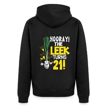 21ème jour BHooray Le poireau a 21 ans - Veste à capuche bio Premium Unisexe - noir - Dos - Nico (187cm)