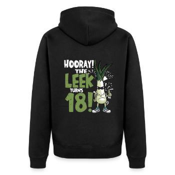 Adulte 18ème jour Hourra Le poireau a 18 ans - Veste à capuche bio Premium Unisexe - noir - Dos - Nico (187cm)