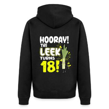 Adulte 18ème jour Hourra Le poireau a 18 ans - Veste à capuche bio Premium Unisexe - noir - Dos - Nico (187cm)