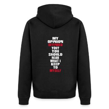 My Opinion Offended You Shirt Adult Humor Novelty - Unisex Premium Organic Zip Hoodie - black - Back - Nico (187cm)