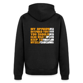 My Opinion Offended You Shirt Adult Humor Novelty - Unisex Premium Organic Zip Hoodie - black - Back - Nico (187cm)