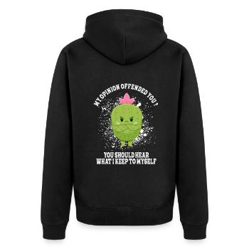 My Opinion Offended You Shirt Adult Humor Novelty - Unisex Premium Organic Zip Hoodie - black - Back - Nico (187cm)