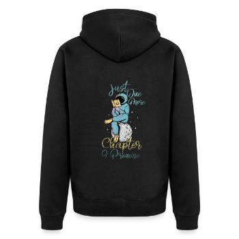 Just One More Chapter I Promise Reading - Unisex Premium Bio Zip Hoodie - Schwarz - Hinten - Nico (187cm)