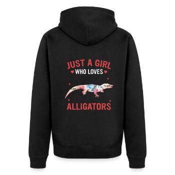 Alligator Krokodil Reptilien Tier Alligatoren - Unisex Premium Bio Zip Hoodie - Schwarz - Hinten - Nico (187cm)