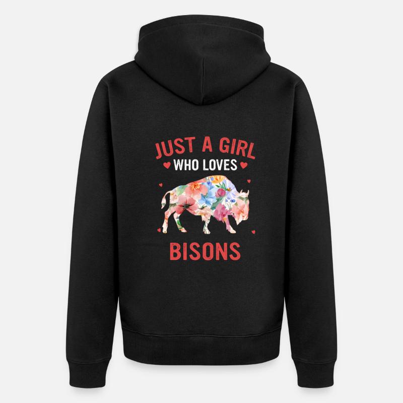 Bison Büffel Bulle Buffalo Bisons - Unisex Premium Bio Zip Hoodie - Schwarz
