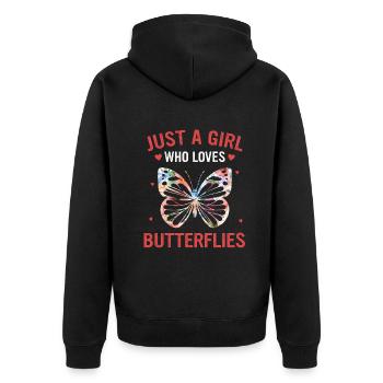 Butterfly Monarch Butterfly Colorful Butterflies - Unisex Premium Organic Zip Hoodie - black - Back - Nico (187cm)