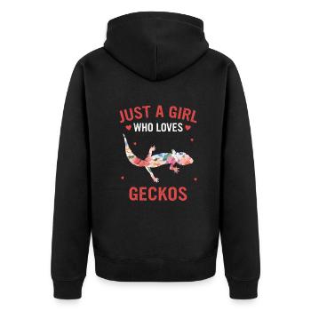 Gecko Gecko's Lizard - Unisex Premium Organic Zip Hoodie - black - Back - Nico (187cm)