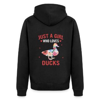 Duck Duck Bird Animal Quack - Unisex Premium Organic Zip Hoodie - black - Back - Nico (187cm)