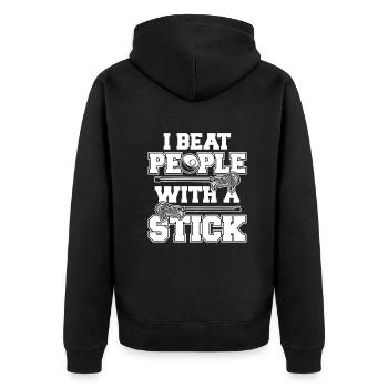 Lacrosse Sport Lacrosse Spieler - Unisex Premium Bio Zip Hoodie - Schwarz - Hinten - Nico (187cm)