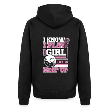 Lacrosse Sport Lacrosse Spieler - Unisex Premium Bio Zip Hoodie - Schwarz - Hinten - Nico (187cm)